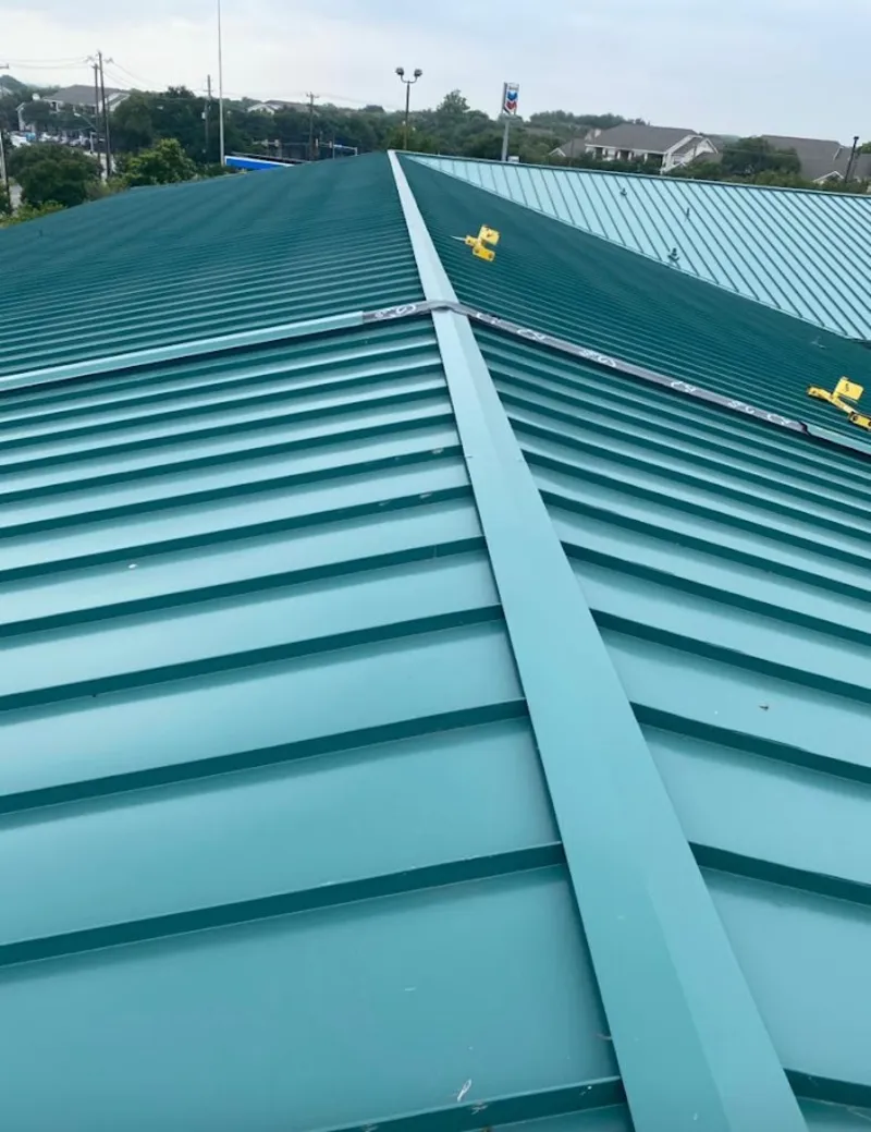 Green commercial metal roof ridge and valley for Metal Roof Repair in Barnegat